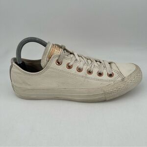 Converse Unisex All Star Limited Edition Cream Leather Rose Gold Eyelet-Women 8